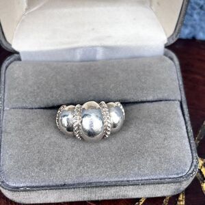 Vintage Dome Ring Size 6 1/4 Rope Segmented Band Unisex in Sterling Silver